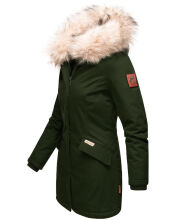 Navahoo Cristal Damen Winterjacke Parka mit Kunstfell Olive Gr.S