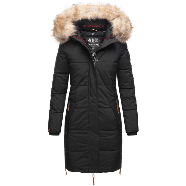 Navahoo Halina Damen Winter Steppmantel mit Kunstfell Schwarz Größe XS - Gr. 34