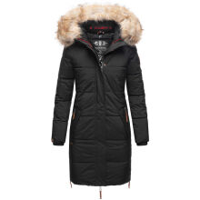 Navahoo Halina Damen Winter Steppmantel mit Kunstfell Schwarz Größe XS - Gr. 34
