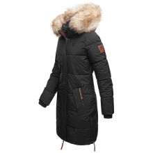 Navahoo Halina Damen Winter Steppmantel mit Kunstfell Schwarz Größe XS - Gr. 34