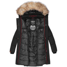 Navahoo Halina Damen Winter Steppmantel mit Kunstfell Schwarz Größe XS - Gr. 34