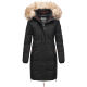 Navahoo Halina Damen Winter Steppmantel mit Kunstfell Schwarz Größe XS - Gr. 34