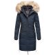 Navahoo Halina Damen Winter Steppmantel mit Kunstfell Navy Größe XS - Gr. 34