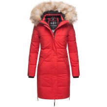 Navahoo Halina Damen Winter Steppmantel mit Kunstfell Rot Größe XS - Gr. 34