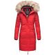 Navahoo Halina Damen Winter Steppmantel mit Kunstfell Rot Größe XS - Gr. 34