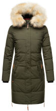Navahoo Halina Damen Winter Steppmantel mit Kunstfell Olive Größe XS - Gr. 34