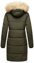 Navahoo Halina Damen Winter Steppmantel mit Kunstfell Olive Größe XS - Gr. 34