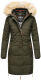 Navahoo Halina Damen Winter Steppmantel mit Kunstfell Olive Größe XS - Gr. 34