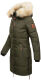 Navahoo Halina Damen Winter Steppmantel mit Kunstfell Olive Größe XS - Gr. 34