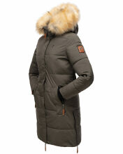 Navahoo Halina Damen Winter Steppmantel mit Kunstfell Anthrazit Größe XS - Gr. 34