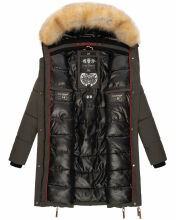 Navahoo Halina Damen Winter Steppmantel mit Kunstfell Anthrazit Größe XS - Gr. 34