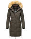 Navahoo Halina Damen Winter Steppmantel mit Kunstfell Anthrazit Größe XS - Gr. 34