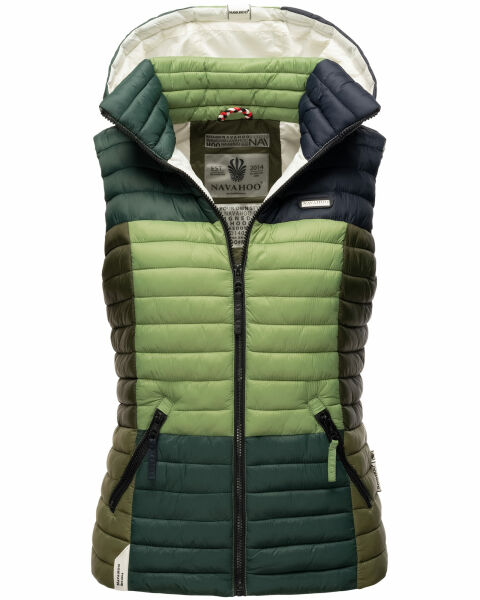 Navahoo Shadaa Multikulti Damen Weste ärmellose Steppweste Multicolour – Forest Größe XS - Gr. 34