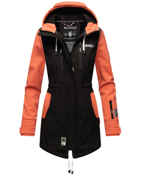 Marikoo Zimtzicke Damen Softshelljacke Zimt-Schwarz-Coral-Gr.XS