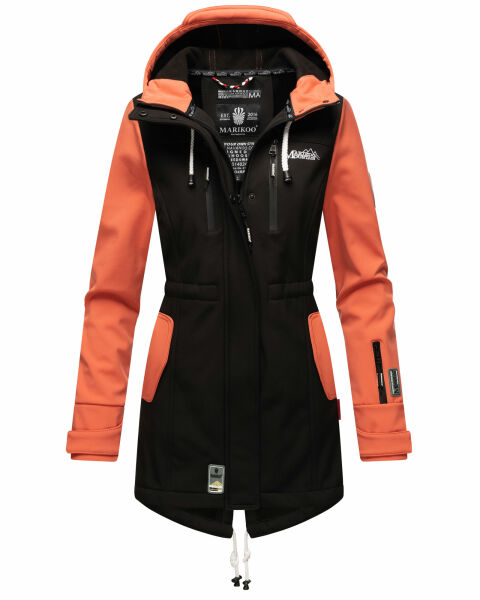 Marikoo Zimtzicke Damen Softshelljacke Zimt-Schwarz-Coral-Gr.S