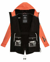 Marikoo Zimtzicke Damen Softshelljacke Zimt-Schwarz-Coral-Gr.S
