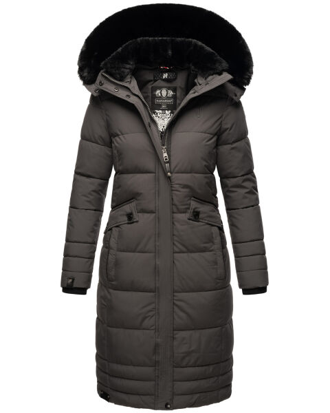Navahoo Fahmiyaa Damen lange Winterjacke mit Kapuze Anthrazit Größe 3XL - Gr. 46