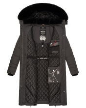 Navahoo Fahmiyaa Damen lange Winterjacke mit Kapuze Anthrazit Größe 3XL - Gr. 46