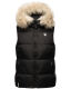 Marikoo Eisflöckchen ladies winter quilted vest with fur collar Schwarz