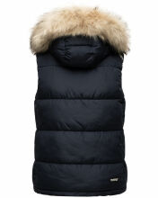 Marikoo Eisflöckchen Damen Winter Steppweste mit Fellkragen Navy Größe XXXL - Gr. 46