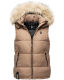 Marikoo Eisflöckchen Damen Winter Steppweste mit Fellkragen Taupe Größe XXXL - Gr. 46