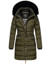 Navahoo Paula Damen Winterjacke Dark Olive - Schwarzes...