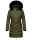 Navahoo Paula Damen Winterjacke Dark Olive - Schwarzes Fell Größe XXL - Gr. 44