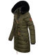 Navahoo Paula Damen Winterjacke Dark Olive - Schwarzes Fell Größe XXL - Gr. 44