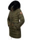 Navahoo Paula Damen Winterjacke Dark Olive - Schwarzes Fell Größe XXL - Gr. 44