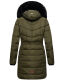 Navahoo Paula Damen Winterjacke Dark Olive - Schwarzes Fell Größe XXL - Gr. 44