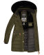 Navahoo Paula Damen Winterjacke Dark Olive - Schwarzes Fell Größe XXL - Gr. 44