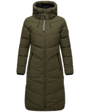 Marikoo Benikoo Damen lange Winterjacke Dark Olive-Größe M - Gr. 38