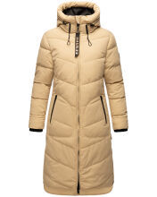 Marikoo Benikoo Damen lange Winterjacke Beige-Größe XXL - Gr. 44