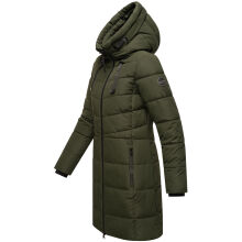 Marikoo Natsukoo Damen Winter Steppjacke lang Dark Olive Größe XL - Gr. 42