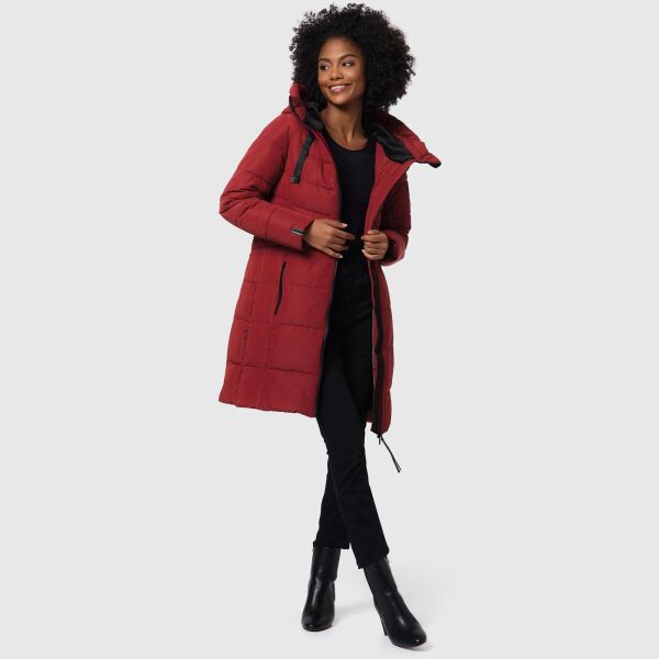 Marikoo Natsukoo Damen Winter Steppjacke lang Dark Red Größe S - Gr. 36