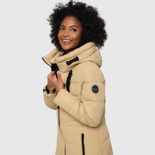 Marikoo Natsukoo Damen Winter Steppjacke lang Beige Größe XXL - Gr. 44