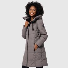 Marikoo Natsukoo Damen Winter Steppjacke lang Grau Größe XXL - Gr. 44