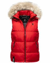 Marikoo Eisflöckchen Damen Winter Steppweste mit Fellkragen Rot Größe XXXL - Gr. 46