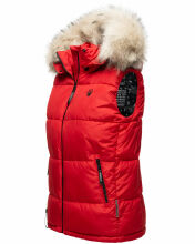 Marikoo Eisflöckchen Damen Winter Steppweste mit Fellkragen Rot Größe XXXL - Gr. 46