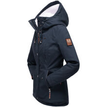 Marikoo Bikoo Damen gefütterte Winterjacke mit Teddyfell Navy Größe XXXL - Gr. 46