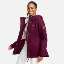 Marikoo Bikoo Damen gefütterte Winterjacke mit Teddyfell Weinrot Größe XXXL - Gr. 46