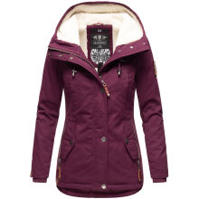 Marikoo Bikoo Damen gefütterte Winterjacke mit Teddyfell Weinrot Größe XXXL - Gr. 46