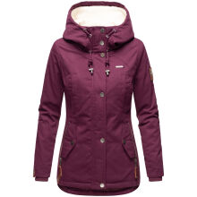 Marikoo Bikoo Damen gefütterte Winterjacke mit Teddyfell Weinrot Größe XXXL - Gr. 46
