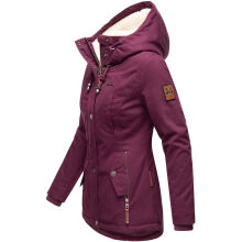 Marikoo Bikoo Damen gefütterte Winterjacke mit Teddyfell Weinrot Größe XXXL - Gr. 46
