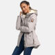 Marikoo Bikoo Damen gefütterte Winterjacke mit Teddyfell Hellgrau Größe XXXL - Gr. 46