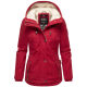 Marikoo Bikoo Damen gefütterte Winterjacke mit Teddyfell Dark Red Größe S - Gr. 36