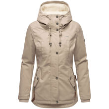 Marikoo Bikoo Damen gefütterte Winterjacke mit Teddyfell Light Taupe Größe S - Gr. 36