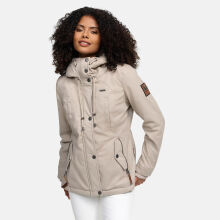 Marikoo Bikoo Damen gefütterte Winterjacke mit Teddyfell Light Taupe Größe L - Gr. 40