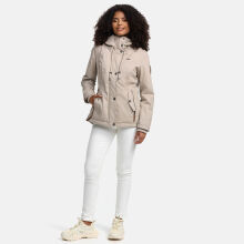 Marikoo Bikoo Damen gefütterte Winterjacke mit Teddyfell Light Taupe Größe XL - Gr. 42