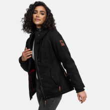 Marikoo Bikoo Damen gefütterte Winterjacke mit Teddyfell Schwarz - Schwarz Größe S - Gr. 36
